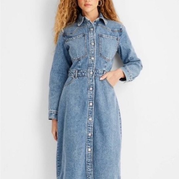 Future Collective womens denim dress NWT 8 - Picture 12 of 12